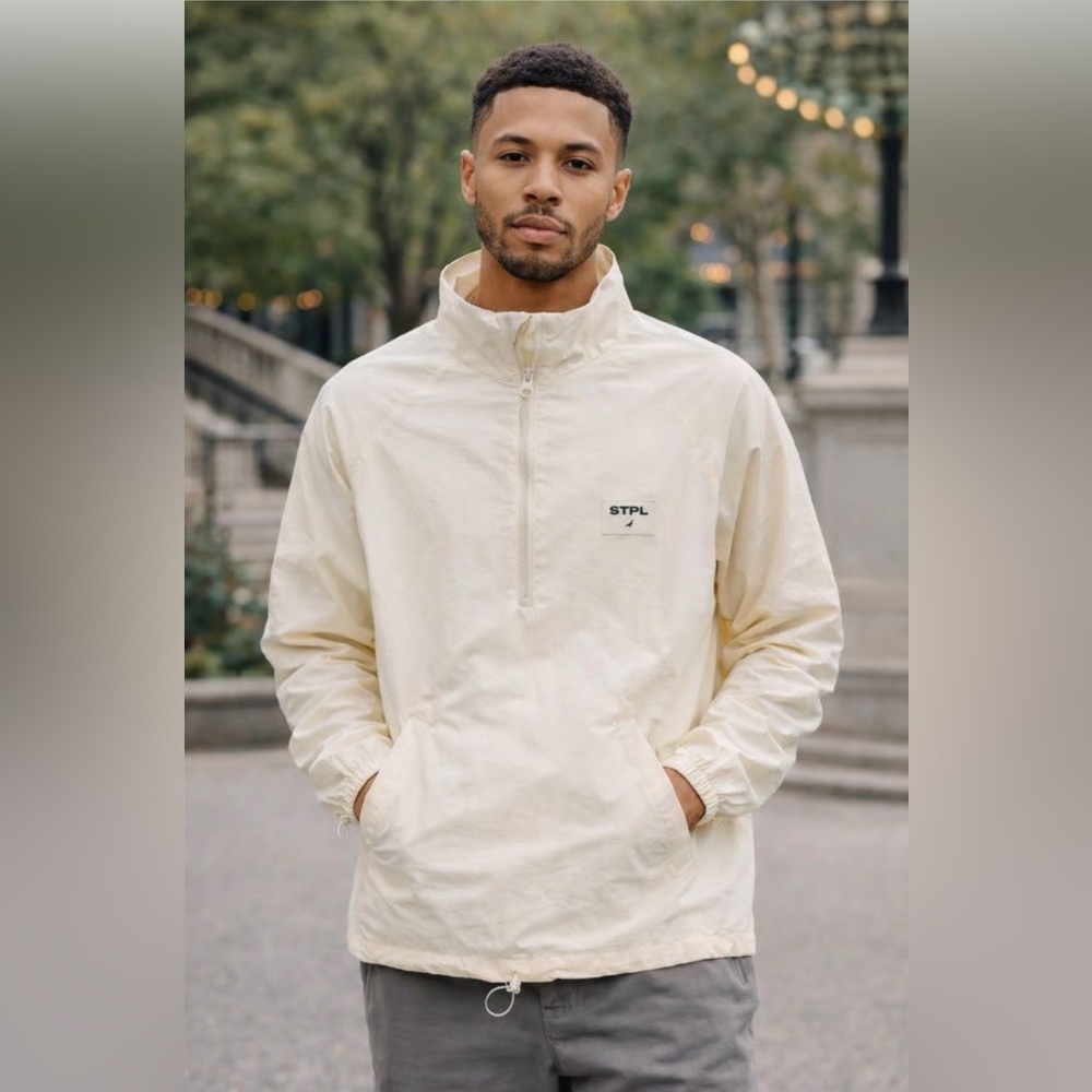 Staple Pigeon STPL Cream Half-Zip Windbreaker Jacket Large NWT Streetwear